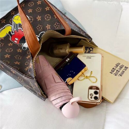 Work handbag Internet celebrity bag women's new large-capacity tote bag fashionable open presbyopic Mickey pattern square bag