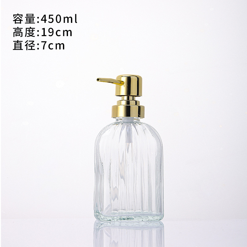 Botellas vacías de vidrio para gel de ducha/champú/loción, con dosificador a presión y opción de grabado/impresión de logotipo, venta al por mayor.