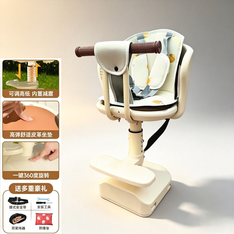 Front-mounted rotating and adjustable seat for electric vehicles, child safety seat, baby infant seat, electric scooter child stool