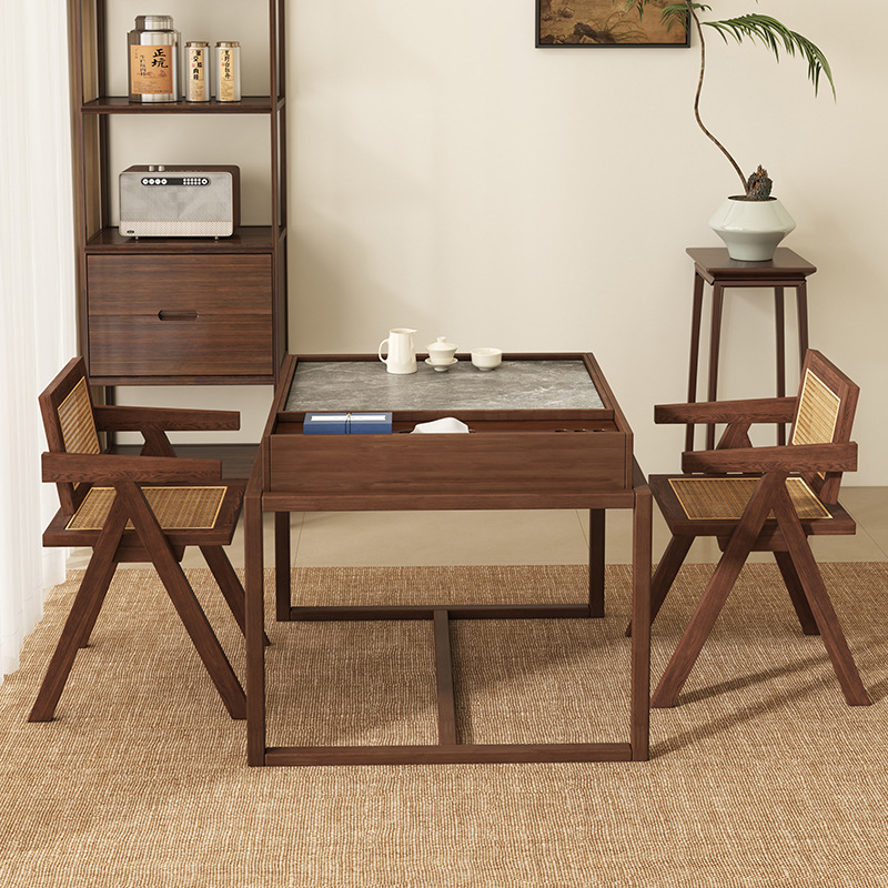Mesa de té de madera sólida del balcón, nueva mesa cuadrada china, mesa casera simple, mesa de té cuadrada Zen casual