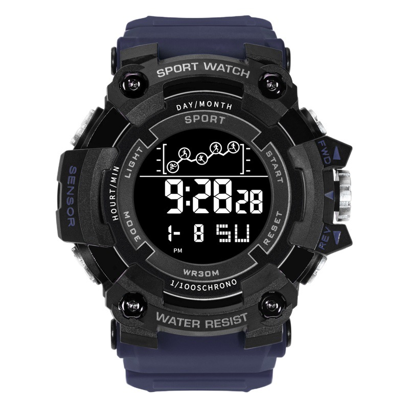 Cross-Border moda versátil multi-funcional reloj electrónico estilo deportivo de los hombres de moda dial grande al por mayor negro Tecnología Reloj