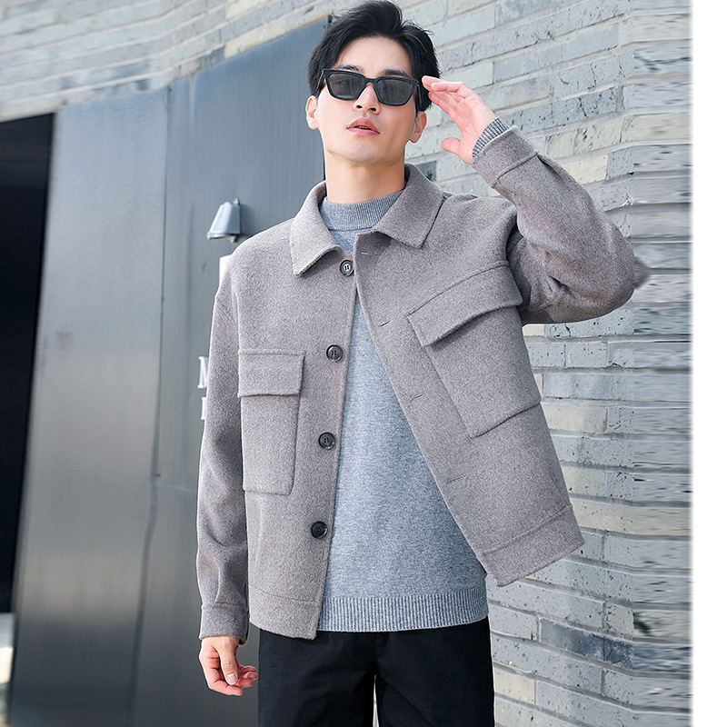 Traje de hombre solapa lana chaqueta de lana de doble cara 2023 nuevo estilo Chanel abrigo Otoño e Invierno de alto grado a juego guapo