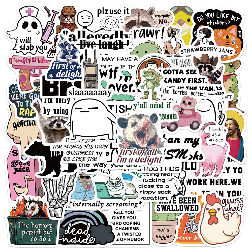 50 Funny Stickers Cross-Border Graffiti DIY Notebook Suitcase Water Cup Waterproof Pvc Stickers