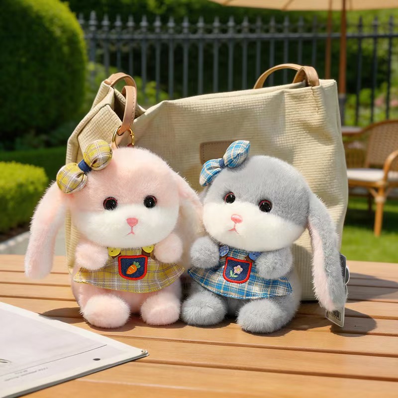 Yirongfang - Colgante de peluche de conejito genuino, pequeño conejo blanco de peluche, decoración colgante, llavero para bolso, regalo.