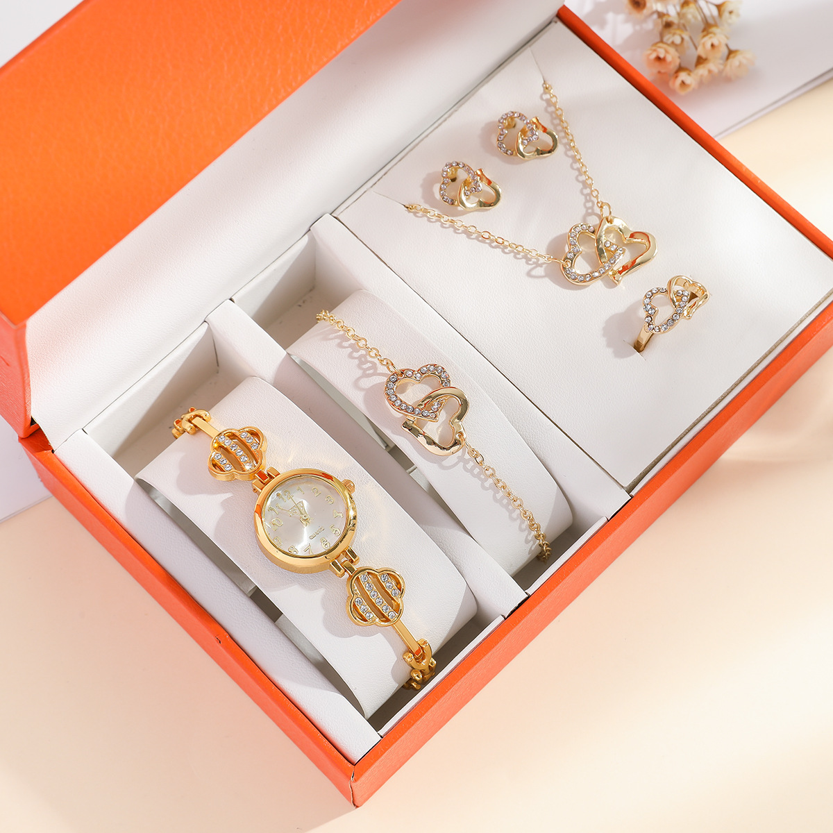 A09360 TikTok moda temperamento diamante cielo estrellado tendencia personalidad reloj de cuarzo las mujeres traje 5 unids/set