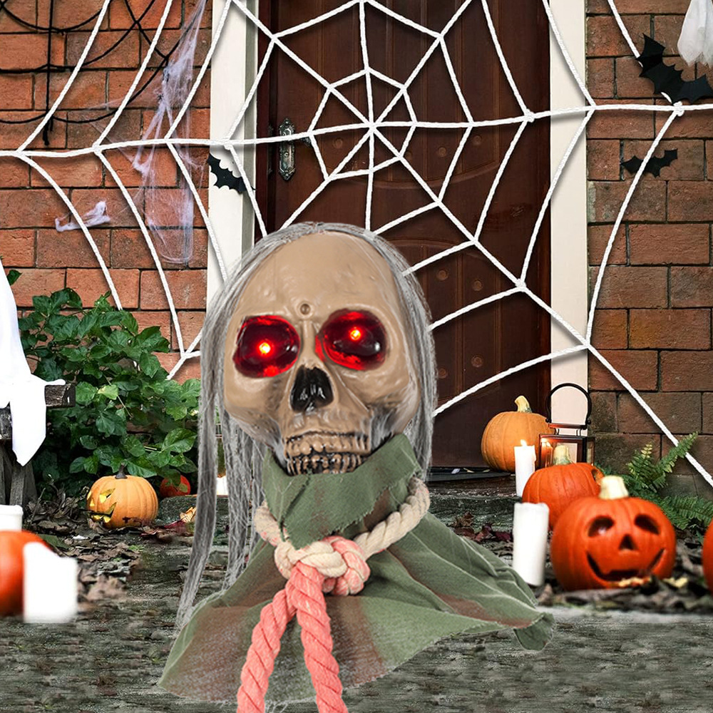 Halloween eléctrico fantasma caminando cabeza fantasma terror control de voz luminiscente cabeza fantasma casa fantasma decoración de habitación secreta accesorios