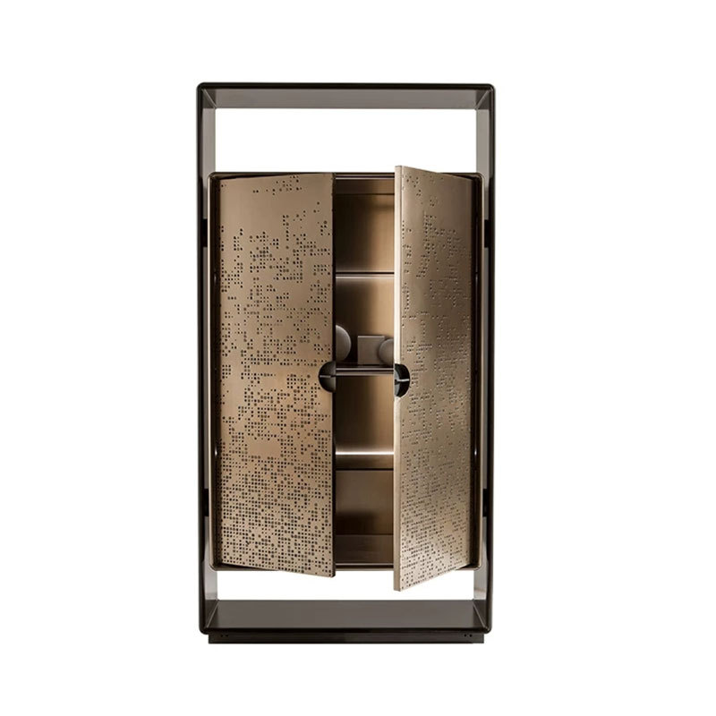 Italian Accessible Luxury Creative Wine Cabinet Modern Designer Classy Living Room Home Wall-Mounted Stainless Steel Storage Display Cabinet