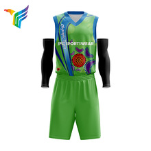 绿色定制热转印双面穿篮球服