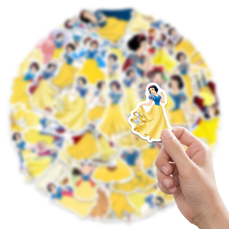 60张白雪公主卡通人物贴纸行李箱贴画电脑笔记本吉他防水贴画批发|undefined