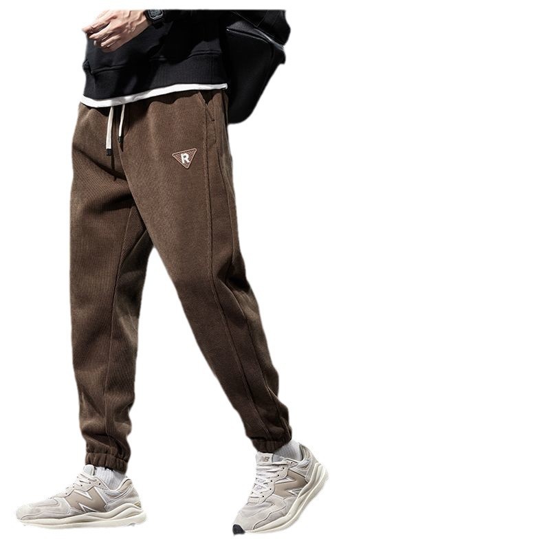 Pantalones de cordillera de hombre, pantalones de invierno y otoño de moda, pantalones de abrigo de estilo sueltos, pantalones casuales de cordillera gruesos, pantalones de estilo cálido, pantalones de Harlan