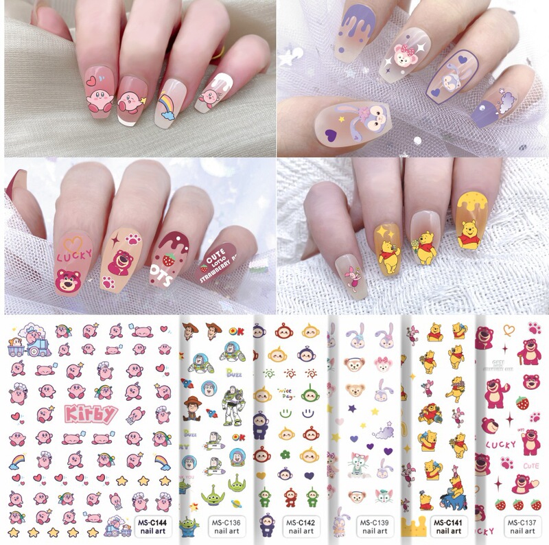 MS-C Series Cartoon Sanrio Stitch Ding Dang Cat Winnie the Pooh Bear Strawberry Bear Nail Art Sticker Nail Decal