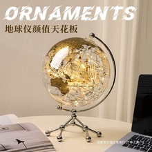 轻奢透明地球仪3立体悬浮发光灯世界地图新版模型摆件学生用初中