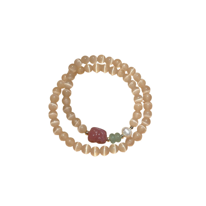 Pulsera de perlas de agua dulce de calcedonia de ojo Pixiu Pulsera de lujo ligero Pulsera de alta gama Pulsera de temperamento de moda de nicho