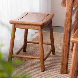 老榆木元宝凳新中式榆木换鞋凳家用休闲凳客厅实木凳卧室化妆凳