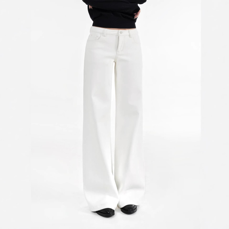 Jim's Same Style Straight-Leg Wide-Leg Stretch White Jeans Jim's Same Style Straight-Leg Wide-Leg Stretch White Jeans