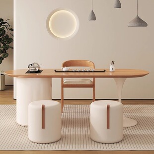 Small Tea Table, Solid Wood Tea Table and Chair Set, Tea Brewing Table, Small Desk, Natural Wood Style Balcony Integrated Tea Table, Nordic Style Tea Tray