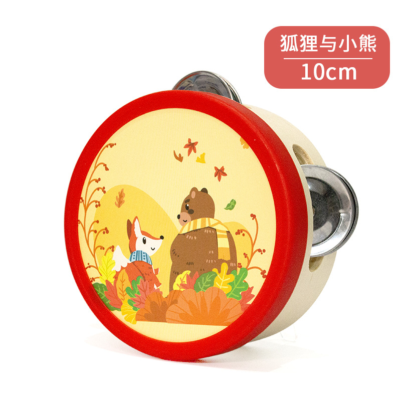 Instrumento de percusión Orff Xinjiang danza kindergarten enseñanza ayuda raqueta de mano tambor de campana de 4 pulgadas juguete para niños tambor de 10cm
