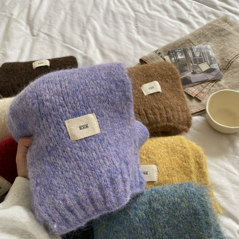 Demi-season keep warm universal cute knitted scarf, high-quality style, Korean style