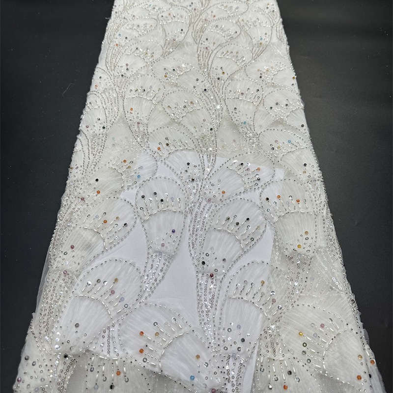Vestido de boda vestido de moda bordado tridimensional vestido de tela de bordado de verano bordado telas bordadas de perlas bordadas sequinadas bordadas