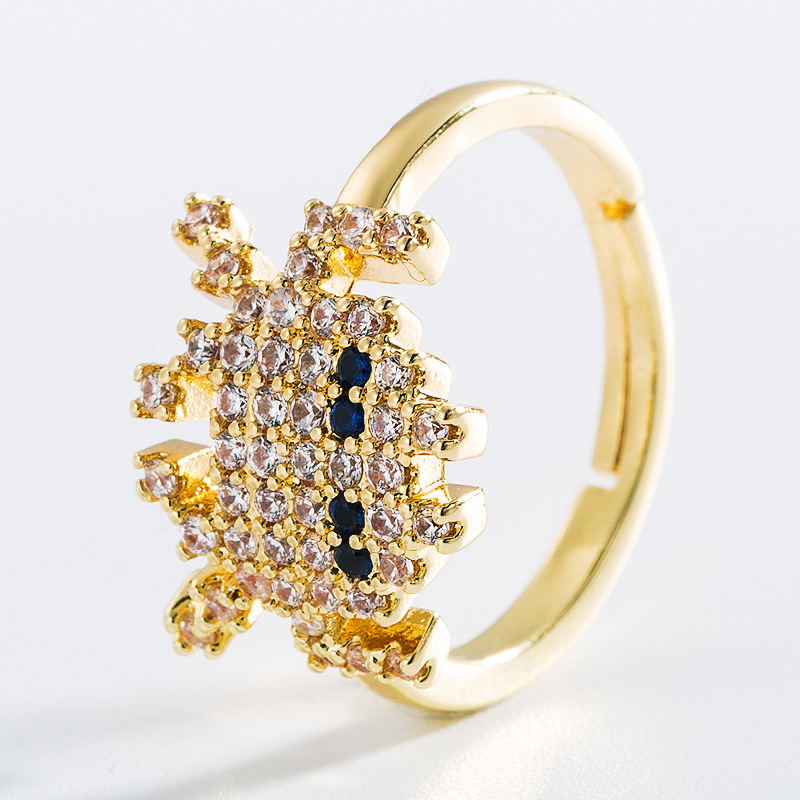 fashion brass gold-plated micro-inlaid zircon geometric ring
