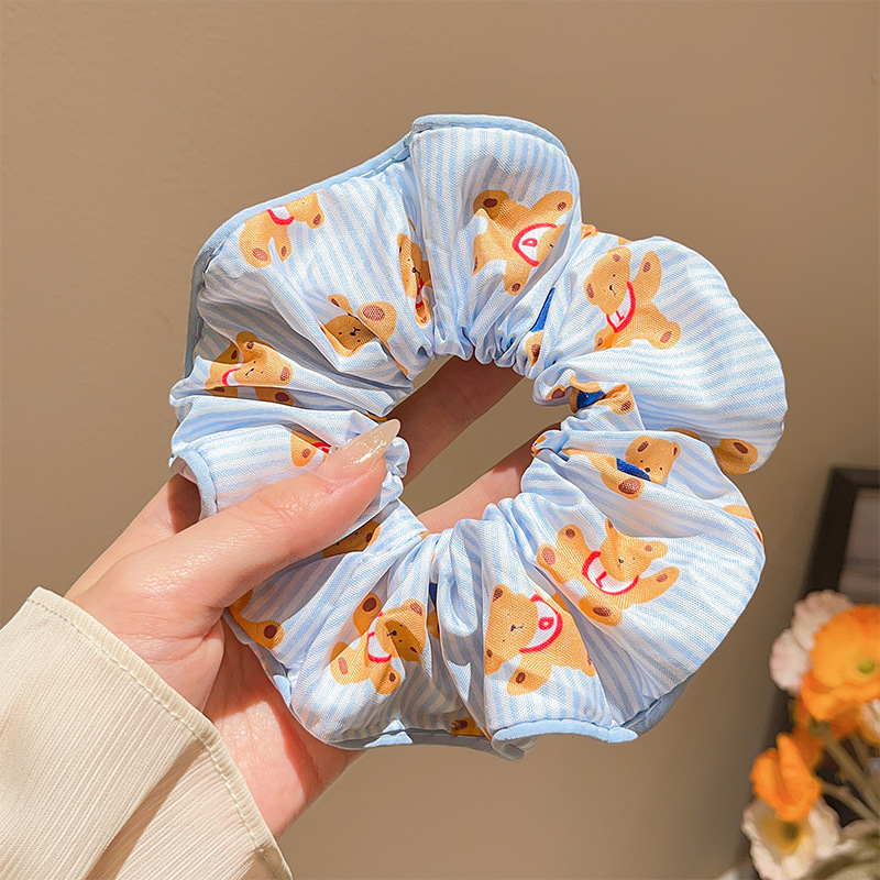 Encaje de flor coreana Encaje de intestino grueso Anillo de cabello femenino Cabeza de flor de viento pastoral Cuerda de cabeza de bola de gran tamaño Accesorios para el cabello de alta calidad