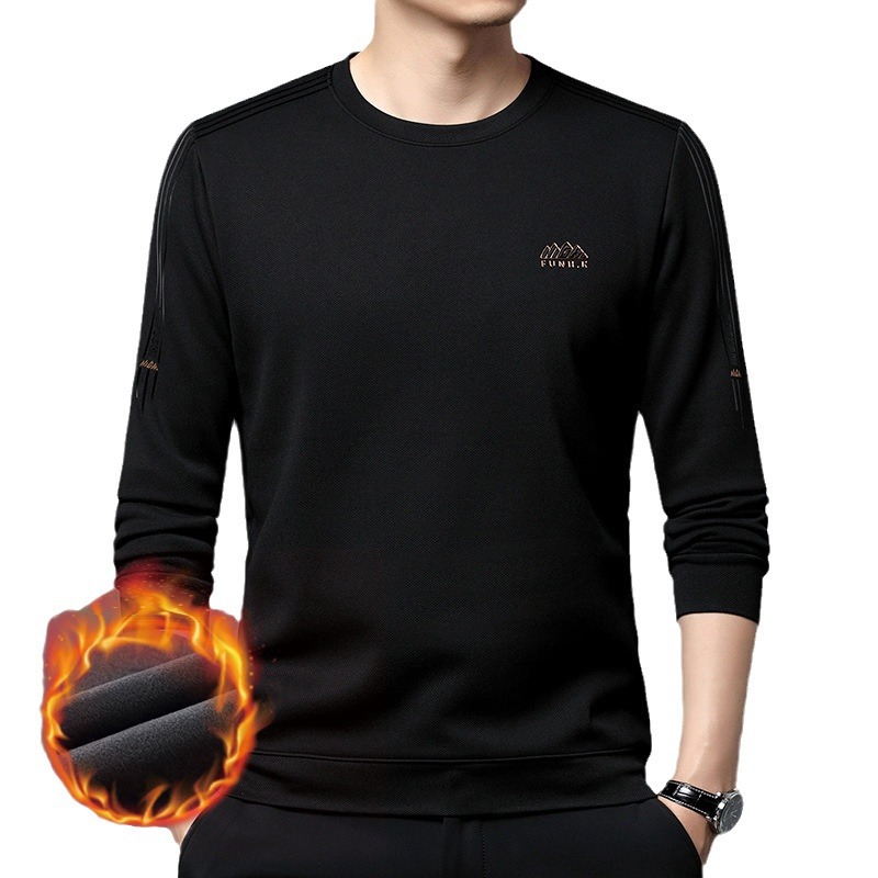 New autumn and winter round neck velvet sweatshirts for men, casual and versatile, fashionable printed thickened comfortable warm tops for men_voghion.com