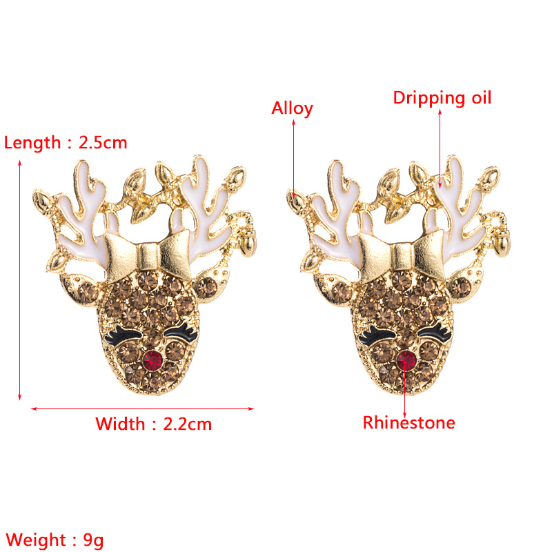 European And American Fashion Personality Drip Oil Antlers Alloy Diamond Elk Earrings display picture 1