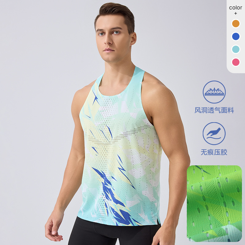 Cross-Border 26-Year New Model Sports Vest for Men, Outdoor Running Training Sleeveless T-Shirt, Marathon Track and Field Quick-Dry Vest
