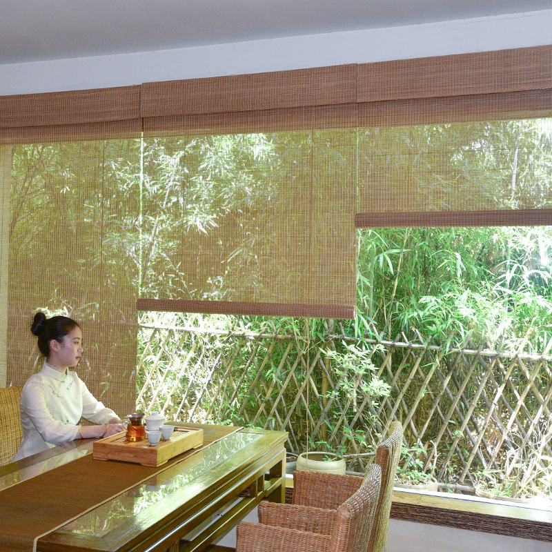 Bamboo Curtain Roller Blinds Sunshade Blackout Balcony Tea Room Study Office Hotel Homestay Japanese-Style Bamboo Curtain Bamboo Beads