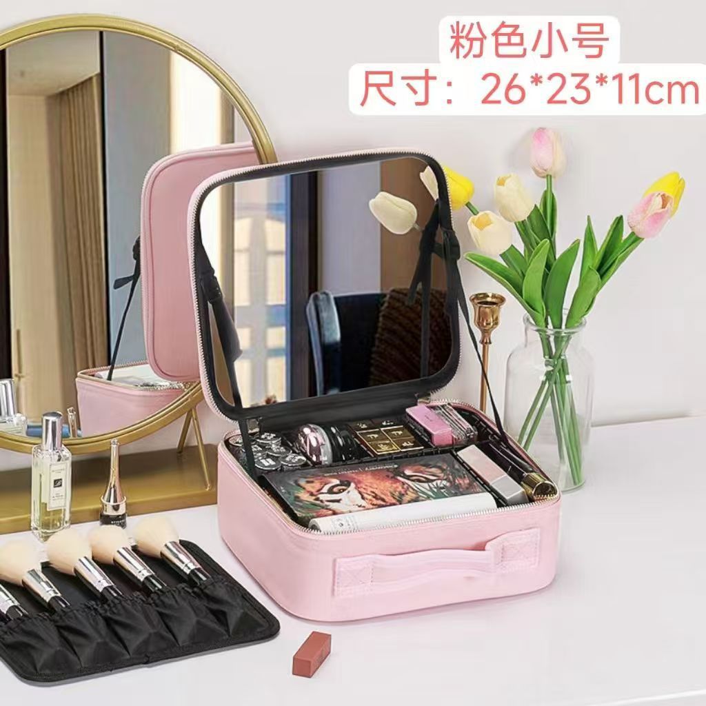 작은 분홍색 평면 거울 휴대용