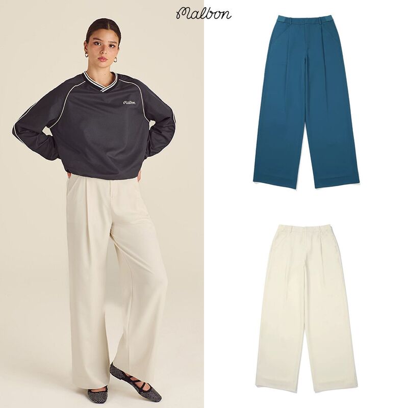 South Korea Malbon Golf Pants Women's 25 Spring and Summer Pure Color Sports Quick-Drying Fashion Light and Loose Straight Pants
