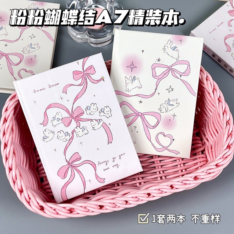 New Arrival Bow Bunny A7 Hardcover Ins Style High Color Value Student Portable Mini Pocket Notepad