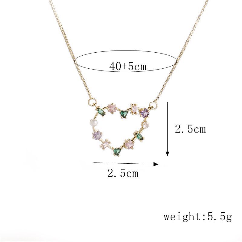 Fashion Copper-plated Gold-plated Zircon Heart-shaped Pendant Necklace display picture 1