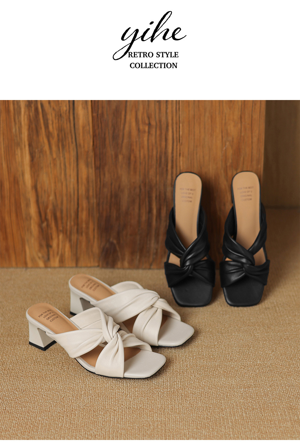 Sandal cao gót nữ quai ngang gót 5 cm phong cách cổ điển — đen chi tiết 13