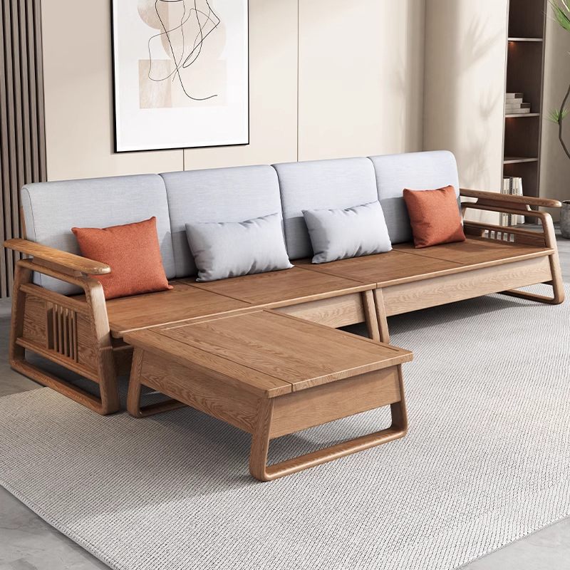 New Chinese storage living room sofa Nordic winter and summer sofa modern simple ash wood sofa combination