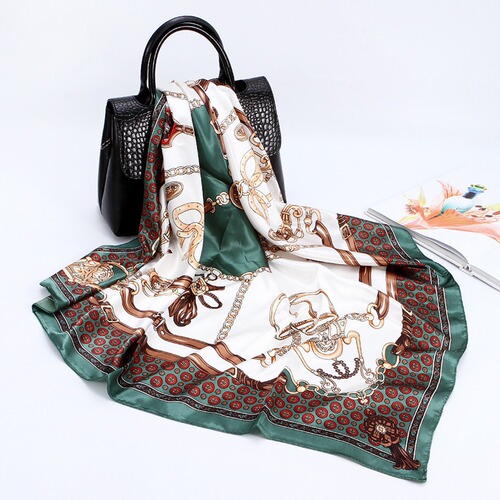 Elegant Silk Scarf for Women, Silk Square Scarf, Simulated Silk Gift Scarf, New Silk Satin Color Gauze Scarf with Print, Shawl Style, Wholesale
