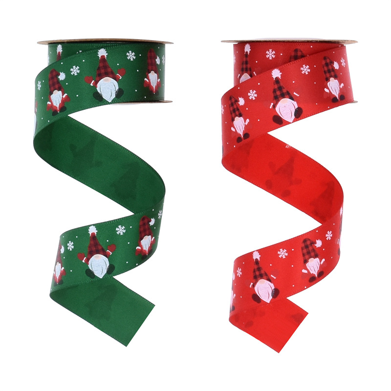 Transfronterizo nuevo impresión enano enano forjado cinta de regalo de Navidad cinta de dibujos animados Santa Claus 10 yardas