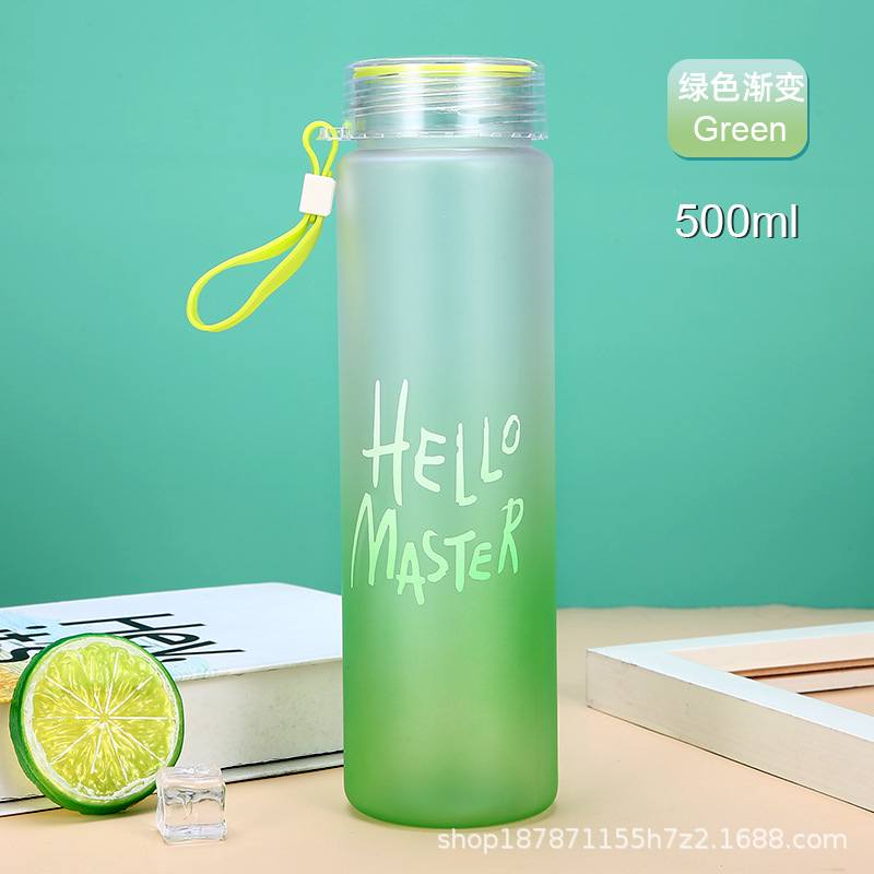 Casa de agua gradiente colorido esmerilado taza de agua de plástico portátil deportes al aire libre hervidor estudiantes masculinos y femeninos Red Taza Roja