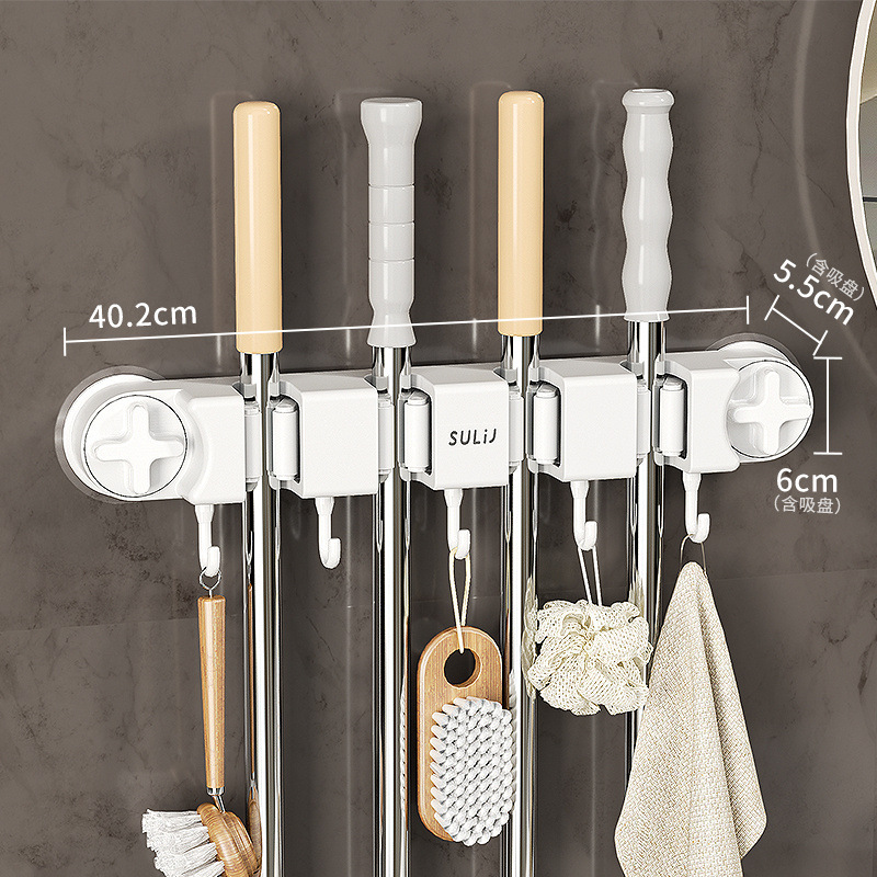 White [suction cup mop clip 4 clips]