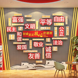 社会主义核心价值观墙贴纸标牌党员群文化活动室设计红色主题