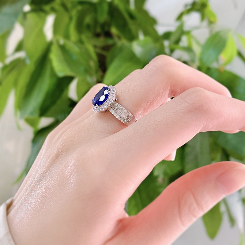 925 Sterling Silver Material Flower Pattern 925 Sterling Silver Inlay Flower High Carbon Diamond Rings