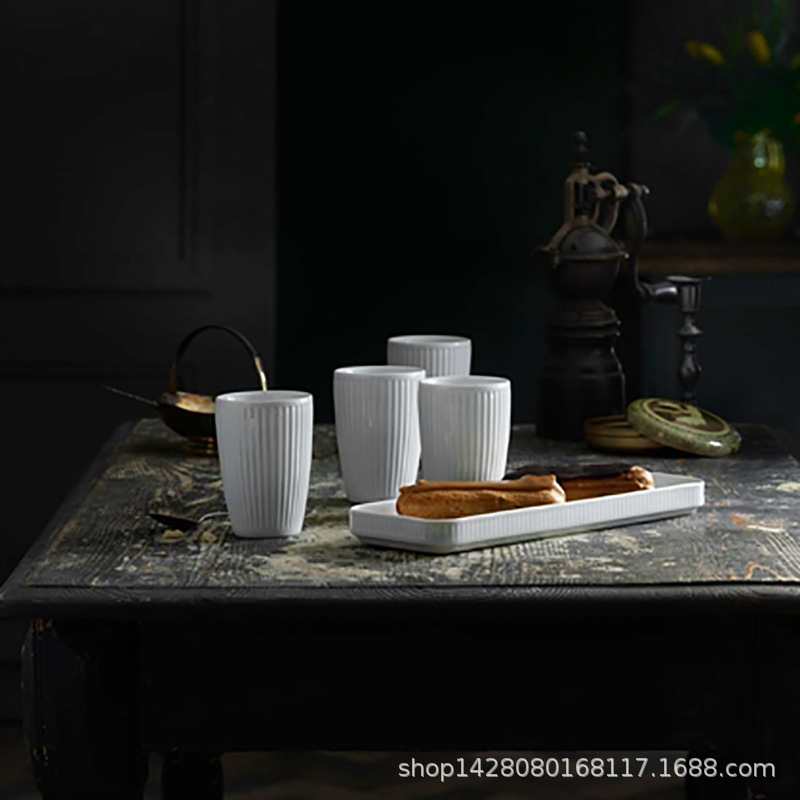 De cerámica 300ml patrón vertical No mango aislado taza de doble capa hogar taza de avena taza de la Oficina de leche taza de elaboración de la cerveza