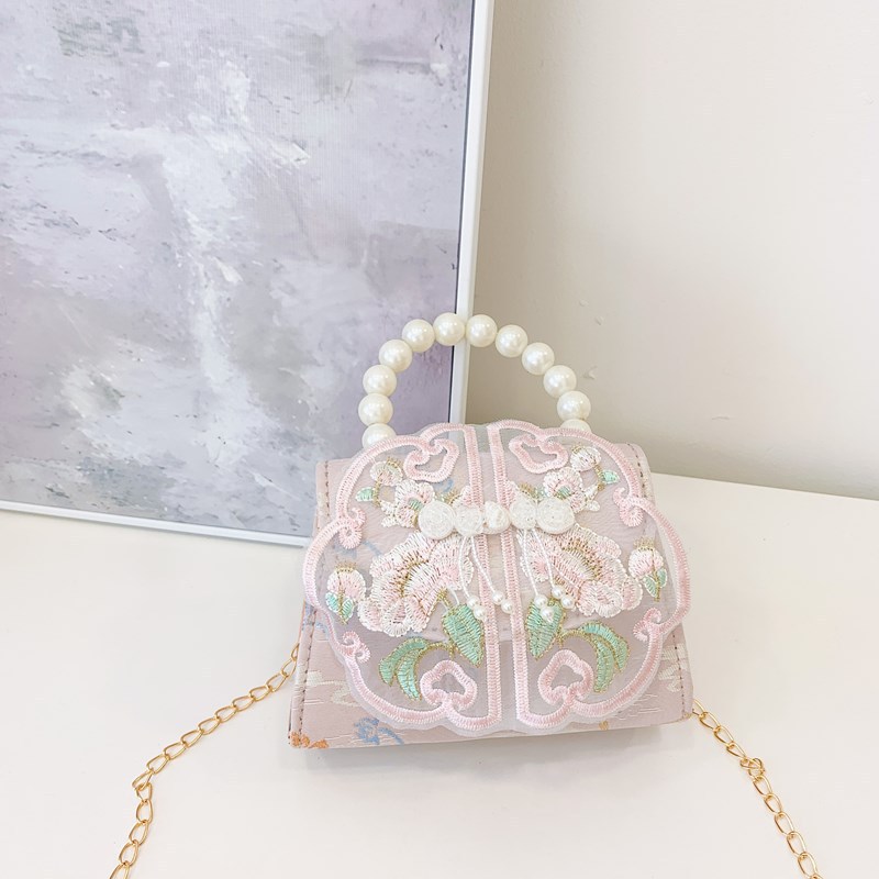 Nuevo estilo chino retro bolso de perla de viento 2025 bolso de cambio sobre rojo bolso de princesa de niñas Hanfu