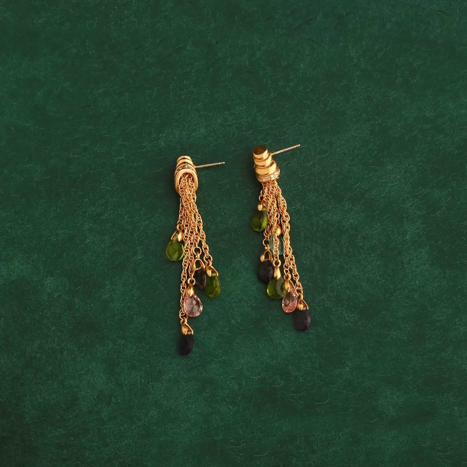 秋冬小众不对称流苏纯银耳钉琉璃长款流苏水滴轻奢高档耳坠女耳饰