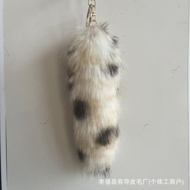Fox fur tail bag accessory, versatile vintage leopard print faux fur tail keychain bag pendant Fox fur tail bag accessory, versatile vintage leopard print faux fur tail keychain bag pendant