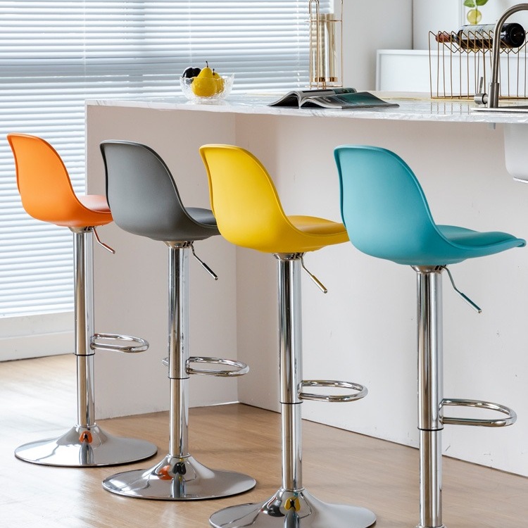 Bar Chair with Backrest for Home Use, Adjustable Bar Stool, Swivel Bar Chair, Simple High Bar Chair W&