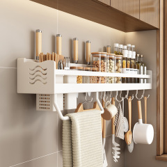 Kitchen storage shelf without drilling multi-functional household magic wall-mounted chopstick knife holder all-in-one accessory rack