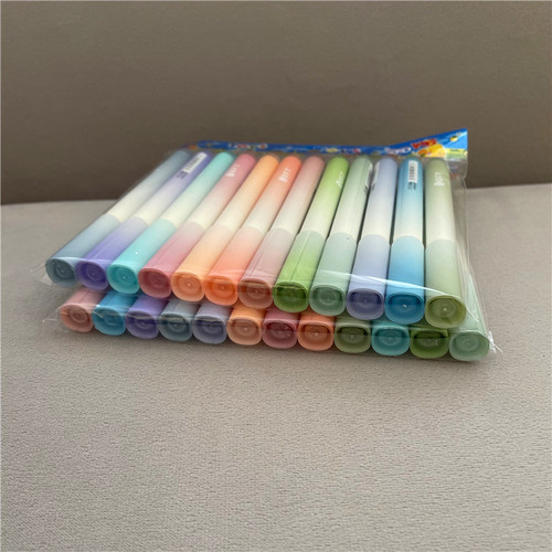 12-pack of gradient highlighter pens, colorful key marks, student marking pens, eye-protection color, large-capacity highlighter pens