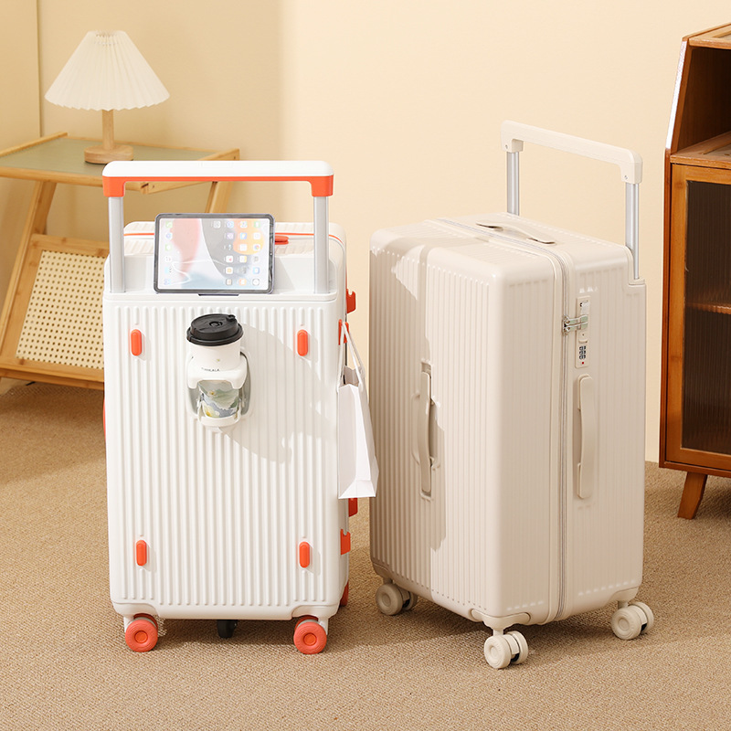 New Wide-Handle Pc Suitcase with Jelly-Like Universal Silent Wheels, Double-Locking Password Box, Multifunctional Travel Trolley Case