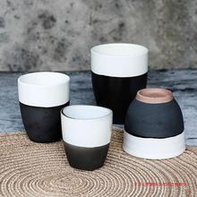 yo复古日式茶具和风陶瓷茶杯汤吞酒水杯子 创意家用条纹咖啡小杯